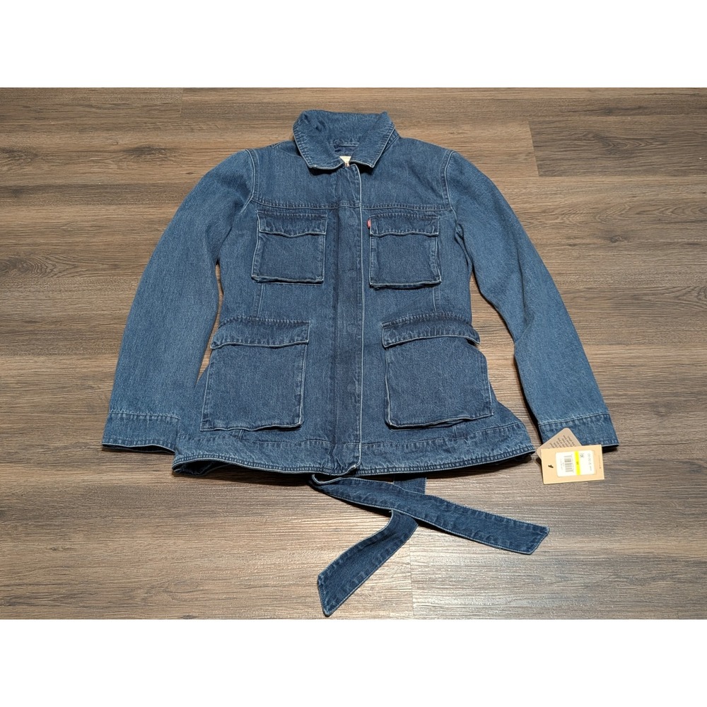 Levi Strauss Co. Women's Denim Utility Jacket Belted Garment Washed Medium